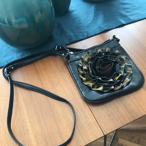 Black leather and animal print Steve Madden purse